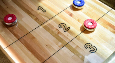 Numbers on a shuffleboard table